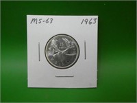 1963 Canadian .800 Silver Quarter M S 63