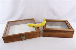 2 Glass-Top Wooden Display Cases