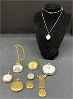(L) Assorted Time Pieces, Pocket Watches, Stop