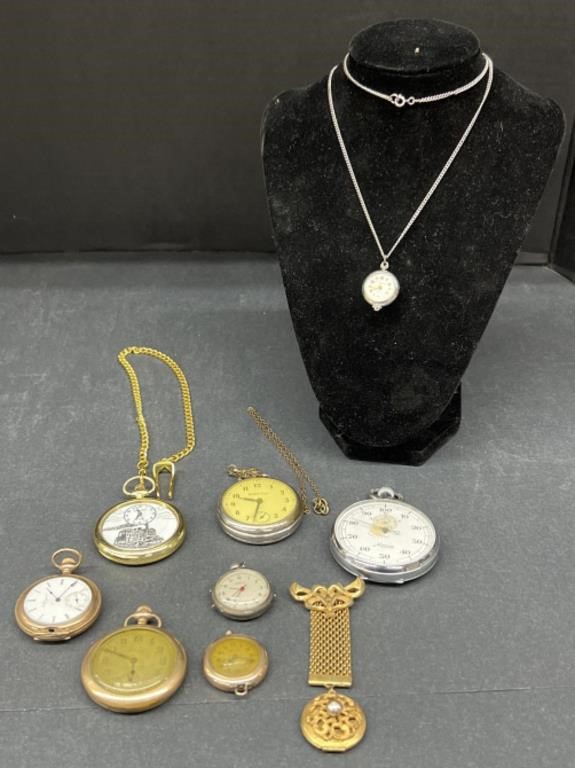 (L) Assorted Time Pieces, Pocket Watches, Stop