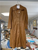 Vintage long faux leather coat / as is shows
