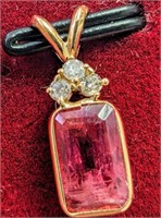 $1200 14K  Pink Tourmaline(2ct) Pendant