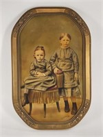 ANTIQUE HAND TINTED COLORED PHOTOGRAPH FRAMED