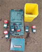 MAKITA DRILL W/4 BATTERIES &  CHARGES, 2 CASES