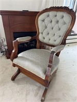 Antique Victorian Upholstered Rocking Arm Chair