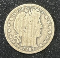TOUGH DATE Silver 1897-S Barber Half Dollar