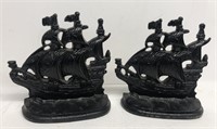 Cast-iron ship bookends