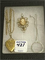 Group of 3 Ladies Gold Jewelry Including