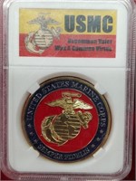 Marine Corp Colorized Coin in Slab
