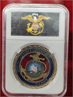 Colorized Navy Coin in Slab