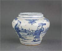 Chinese Blue and White Porcelain Jar Wanli Mark