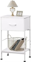 WLIVE Nightstand, End Table with Fabric Storage Dr