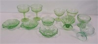 Vintage Green Uranium Glass Dessert Bowls of