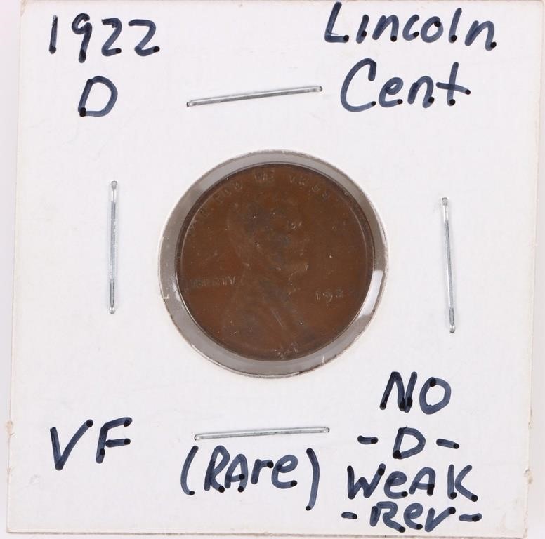 1922-D NO D WEAK REVERSE LINCOLN CENT (VF)