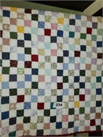 72 X 66 MULTI COLORED BLOCK QUILT-  SHOWS NO