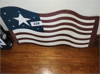 29" LONG METAL WAVING FLAG WALL DECOR