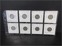 8 CANADA SILVER 10 CENT COINS