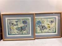pair of Framed Butterfly Prints