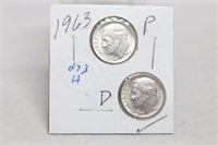 1963 PD Silver Dimes