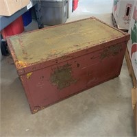 Vintage Metal Storage Trunk in Red