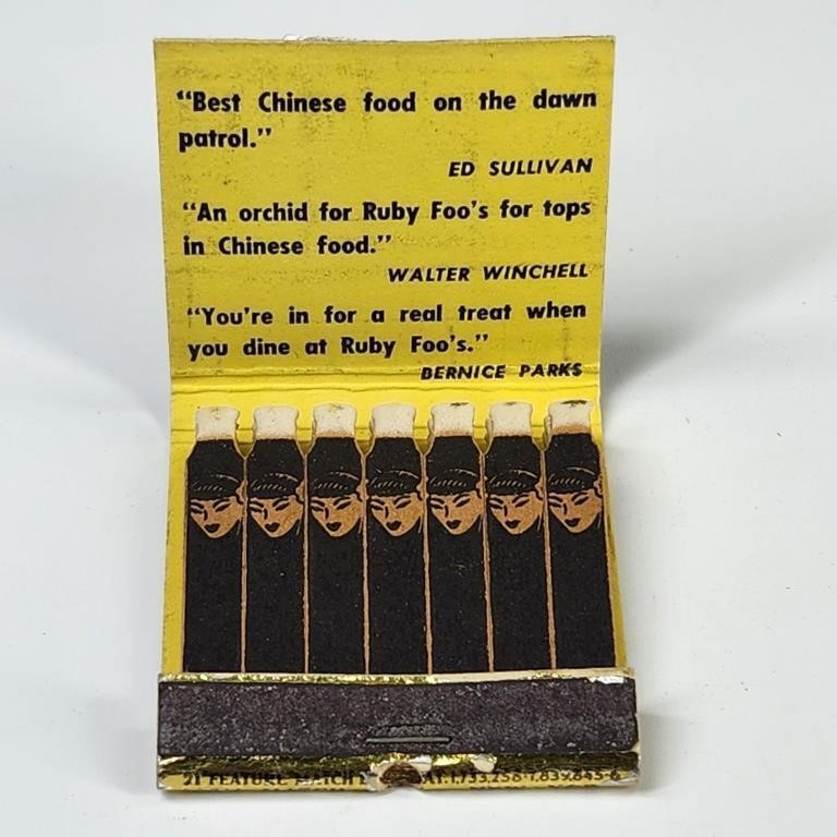 RUBY FOO'S CHINESE RESTAURANT FEATURE MATCHBOOK