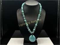 STERLING TURQUOISE BEAD NECKLACE