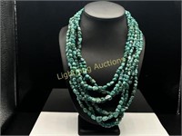 STERLING MULTI STRAND TURQUOISE NUGGET NECKLACE