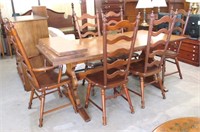 Farmhouse Table w/6 Tell City Chairs & 2 Leaves