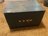 Blue and Pink painted wooden trunk