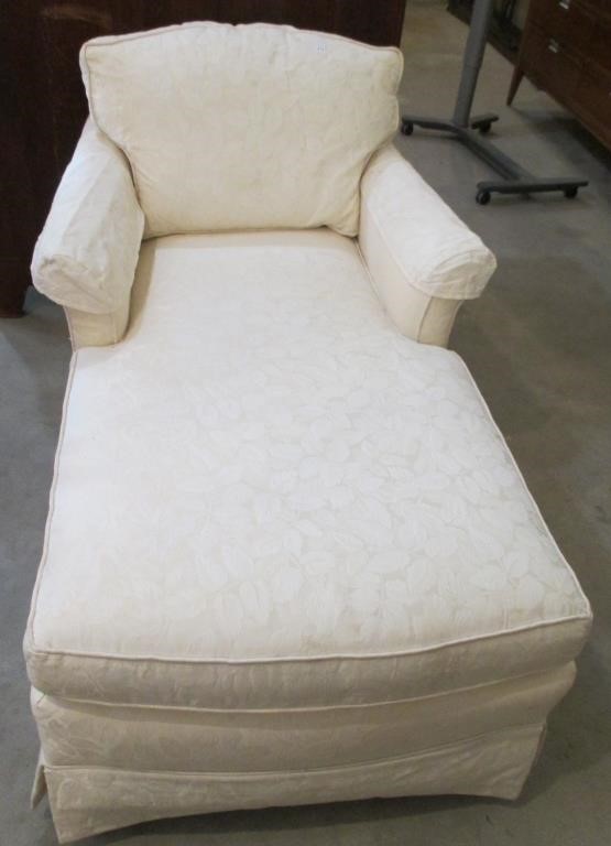 Ethan Allen Small Beige Chaise Lounge Chair
