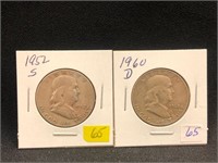 1952S & 1960D Franklin Half Dollars