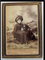 CABINET CARD OF YOUNG GIRL & HER DOG