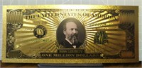 24k gold-plated banknote James Garfield