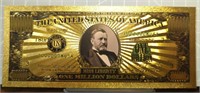 24k gold-plated banknote Ulysses S. Grant