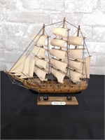 " Mayflower " wood replica ship on stand.