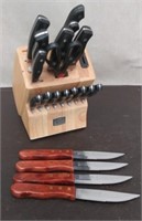 Knife Block w/ 13 Chicago Cutlery Knives & 2 Misc