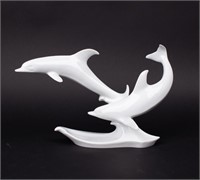 Large AK KAISER Bisque Porcelain Figurine Dolphins
