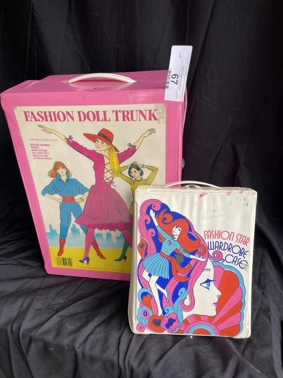 Vintage Barbie dollcases with vintage clothes