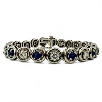 14K Diamond & Sapphire Tennis Bracelet
