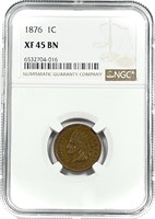 1876 Indian Head Cent NGC XF45BN