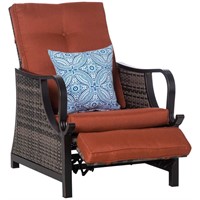 $464  Red PE Rattan Outdoor Recliner w/ Cushion
