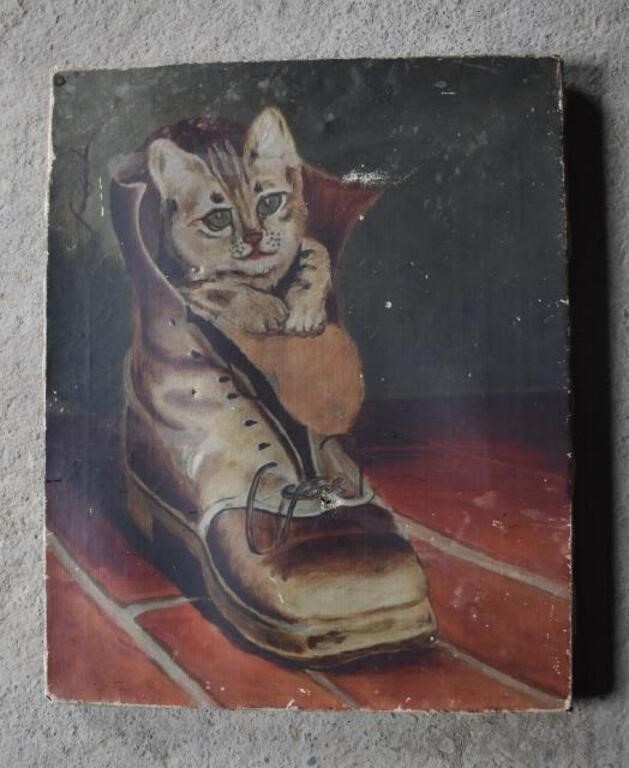 O/C Painting of Kitten in Boot