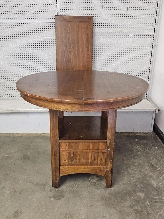 42" Oak High Top Table with 1 Leaf
