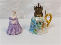 Vintage Tiny Oil Lamp and Figurine
