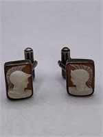 STERLING SILVER CAMEO WARRIOR CUFF LINKS