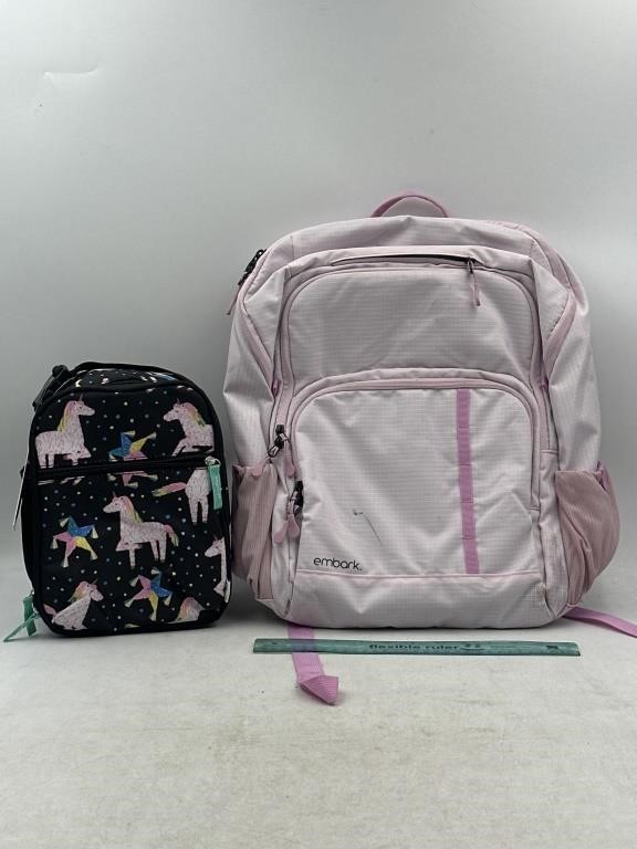 Lot of 2- Backpack & Lunch Box Pink