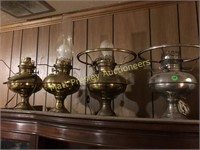 FOUR OIL LAMPS CONVERTED TO ELECTRIC