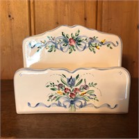 Signed Handpainted Floral Napkin Holder