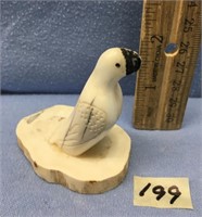 2 3/4" x 2 1/2" vintage carving of a puffin on a i