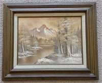 Snowy Mountain River Original Oil Painting on